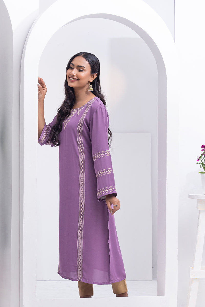 Dark Lilac Cherry Georgette Kurti Women 1222 000090